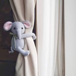 Elephant Nursery Decor Safari Neutral Curtain Tie Back Animal Backs
