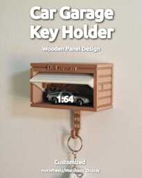 Customizable Key Holder, Hotwheels Car Wooden Panel Design Garage With Opening Door - Display 3D Printed - thumbnail 1
