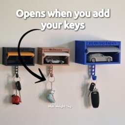 Customizable Key Holder, Hotwheels Car Wooden Panel Design Garage With Opening Door - Display 3D Printed - thumbnail 4