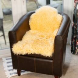 Light Gold Sheepskin Rug, Eco Tanned New Zealand Pelt - 90cm X 65cm - thumbnail 2