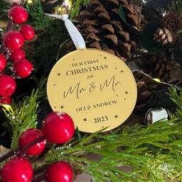 First Christmas As Mr & Bauble - Personalised Xmas Tree Decoration Couple Keepsake Married - thumbnail 2