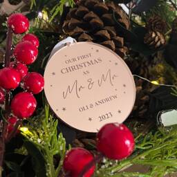 First Christmas As Mr & Bauble - Personalised Xmas Tree Decoration Couple Keepsake Married
