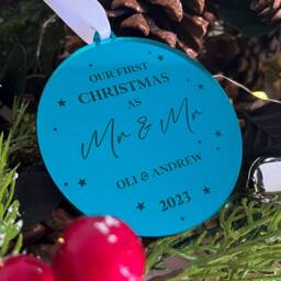 First Christmas As Mr & Bauble - Personalised Xmas Tree Decoration Couple Keepsake Married - thumbnail 4