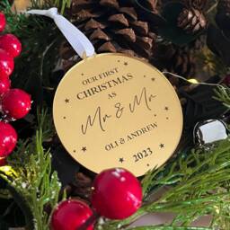 First Christmas As Mr & Bauble - Personalised Xmas Tree Decoration Couple Keepsake Married - thumbnail 3