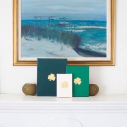 Shamrock - Green Shamrock Painting Gold Decoration Lucky Irish Artwork Housewarming Gift Wedding - thumbnail 2