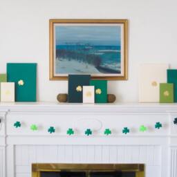Shamrock - Green Shamrock Painting Gold Decoration Lucky Irish Artwork Housewarming Gift Wedding - thumbnail 3