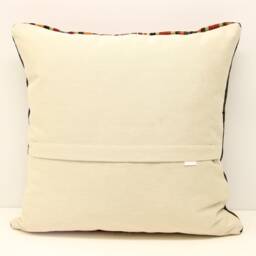 Kilim Pillow Cover 20x20, Handmade Turkish Wool Cushion - thumbnail 4