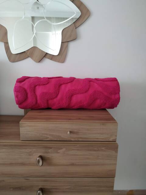 Hand Tufted Cylindrical Pillow Cover, Swirls Pink Punch Needle Cushion, Abstract Modern Style, Custom Size & Design - image 1