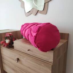 Hand Tufted Cylindrical Pillow Cover, Swirls Pink Punch Needle Cushion, Abstract Modern Style, Custom Size & Design - thumbnail 2