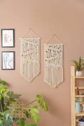 Macrame Wall Art, Natural Decor, Tapestry, Gift For Mom, Boho Living Room, Headboard, Home Mothers Day W16 - thumbnail 1