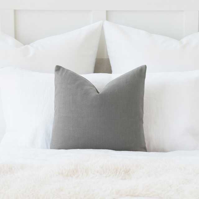 Grey Euro Sham Pillow Cover, Solid Cotton Decorative Cushion - image 1