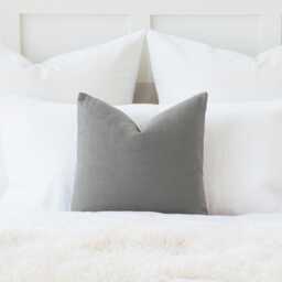 Grey Euro Sham Pillow Cover, Solid Cotton Decorative Cushion - thumbnail 1