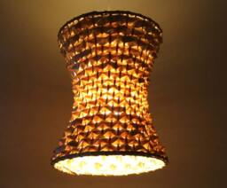 Hand Woven Bamboo Pendant Lamp Natural Circular Lampshade - thumbnail 1