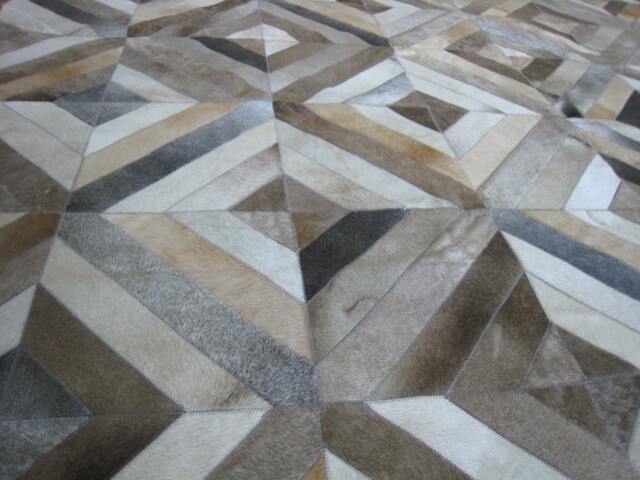 Cowhide Patchwork Rug Raw Leather Argentina - Free Shipping Rug, 6' X 8', Mix Of Taupe, Beige & Grey - image 1