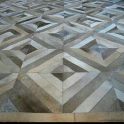 Cowhide Patchwork Rug Raw Leather Argentina - Free Shipping Rug, 6' X 8', Mix Of Taupe, Beige & Grey - thumbnail 3