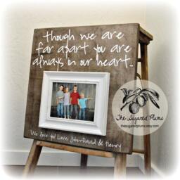 Grandparents Photo Frame Long Distance Gift, 16x16 Wood Plaque - thumbnail 1