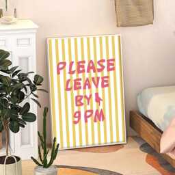 Please Leave By 9 Pm Art Canvas Poster, Trendy Wall Art, Apartment Aesthetic Decor, Retro Home Printed Gift - thumbnail 1