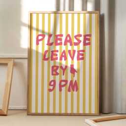 Please Leave By 9 Pm Art Canvas Poster, Trendy Wall Art, Apartment Aesthetic Decor, Retro Home Printed Gift - thumbnail 2