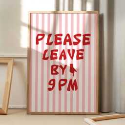 Please Leave By 9 Pm Art Canvas Poster, Trendy Wall Art, Apartment Aesthetic Decor, Retro Home Printed Gift - thumbnail 3