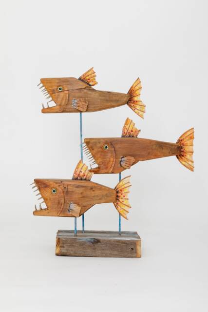 Monumental Large Reclaimed Wood Fish Sculpture 21 - image 1