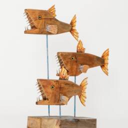 Monumental Large Reclaimed Wood Fish Sculpture 21 - thumbnail 2
