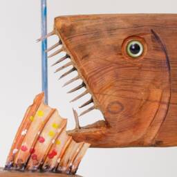 Monumental Large Reclaimed Wood Fish Sculpture 21 - thumbnail 4