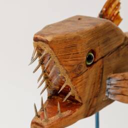 Monumental Large Reclaimed Wood Fish Sculpture 21 - thumbnail 3