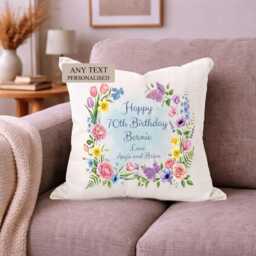 Personalised Wildflower Cushion, Custom Message, Gift For Mum, Nan, Grandma - thumbnail 1