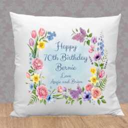 Personalised Wildflower Cushion, Custom Message, Gift For Mum, Nan, Grandma - thumbnail 3