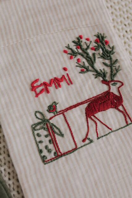 Personalized Linen Christmas Stocking Farmhouse Stockings White - image 1