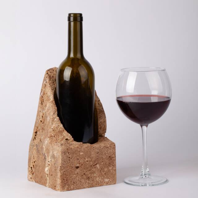 Handmade Travertine Wine Bottle Holder Unique Rack - image 1