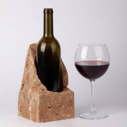 Handmade Travertine Wine Bottle Holder Unique Rack - thumbnail 1