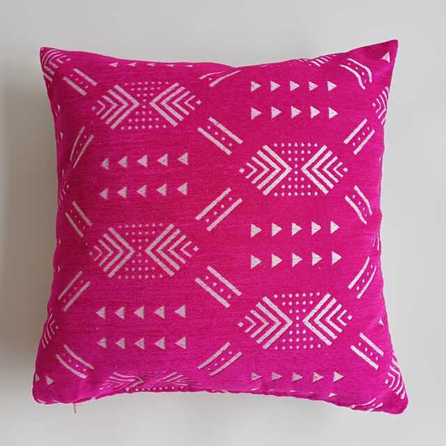 Moroccan Velvet Cushion Cover, Handmade Brocade Pink Pillow Case, Decorative 20''x20''/50x50 cm - image 1