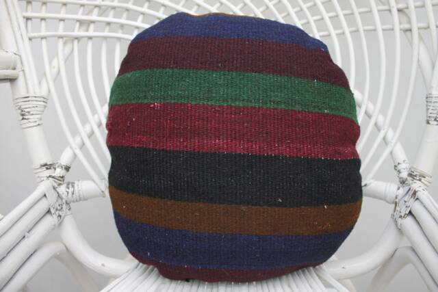 Turkish Kilim Pillow, Pillow Cover, Personalized 16x16 Pink Round Oriental Case, 150 - image 1