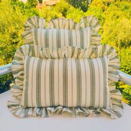 Bohemian Linen Striped Pillow Cover With Frill Edges - thumbnail 3