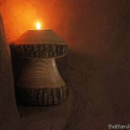 Mushroom Candle Holder From A Log, Rustic Holiday Table Decor Tea Light Natural Waldorf - thumbnail 4