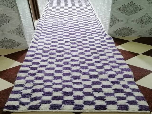Handwoven Checkered Beni Ourain Rug Moroccan Wool Area Rug - image 1