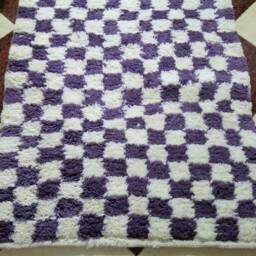 Handwoven Checkered Beni Ourain Rug Moroccan Wool Area Rug - thumbnail 3