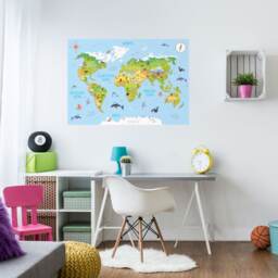 Children's 3D World Map Poster A1/ A2/ A3 Room Wall Decoration - thumbnail 3