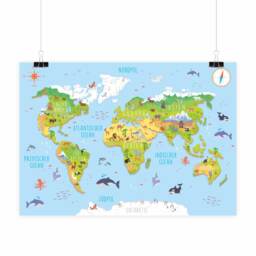 Children's 3D World Map Poster A1/ A2/ A3 Room Wall Decoration - thumbnail 1