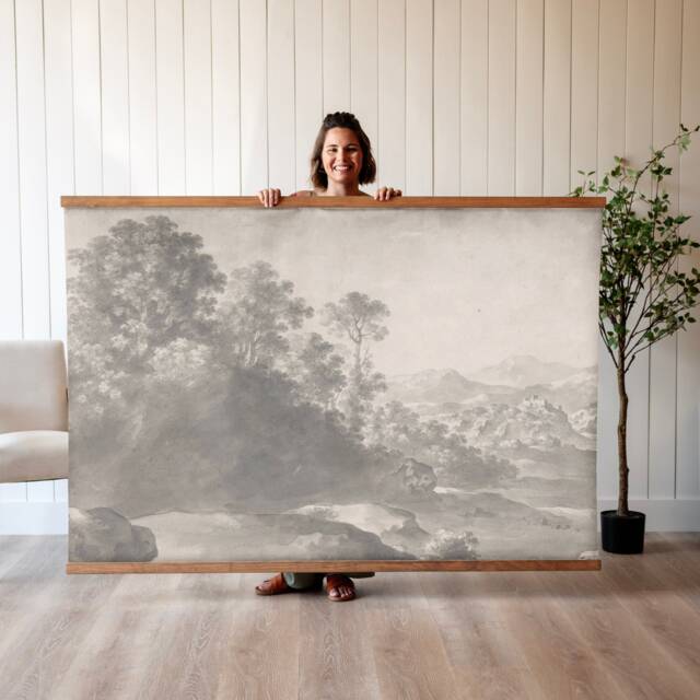Extra Large Black & White Landscape Canvas Tapestry Wall Art - 162 - image 1