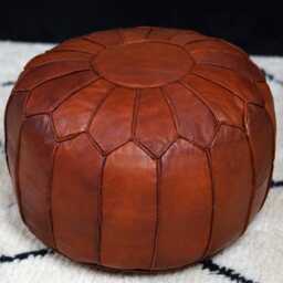 Next Day Delivery Prefilled Handmade Pink Leather Pouf Ottoman Moroccan Boho Floor Cushion - Prefilled - thumbnail 4