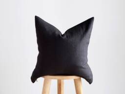 Black Linen Throw Pillow, Pure Pillowcase For Bedroom Or Living Room Decor - thumbnail 1