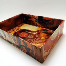 "storage Box, Organizer, Ecofriendly, Art Collage, Paper Gift Idea, Ooak, Decoration, Shades Of Orange & Ochre. 12.3"" X 8.2"" 3" - thumbnail 2