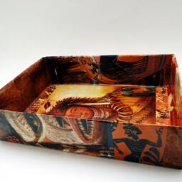 "storage Box, Organizer, Ecofriendly, Art Collage, Paper Gift Idea, Ooak, Decoration, Shades Of Orange & Ochre. 12.3"" X 8.2"" 3" - thumbnail 3