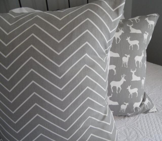 Gray Chevron Pillow Cover 18x18 Chambray Cotton, Winter Decor - image 1