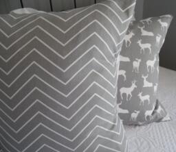 Gray Chevron Pillow Cover 18x18 Chambray Cotton, Winter Decor - thumbnail 1