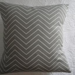 Gray Chevron Pillow Cover 18x18 Chambray Cotton, Winter Decor - thumbnail 3