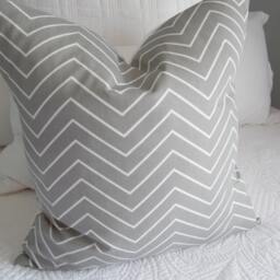 Gray Chevron Pillow Cover 18x18 Chambray Cotton, Winter Decor - thumbnail 2