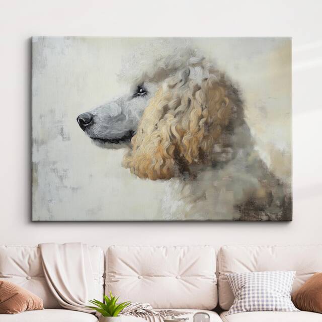 Poodle Abstract Dog Pet Animal Oil Painting Wall Art, Framed Canvas Poster Print, Home Kitchen Office Bedroom Living Room Decor, Gift - image 1